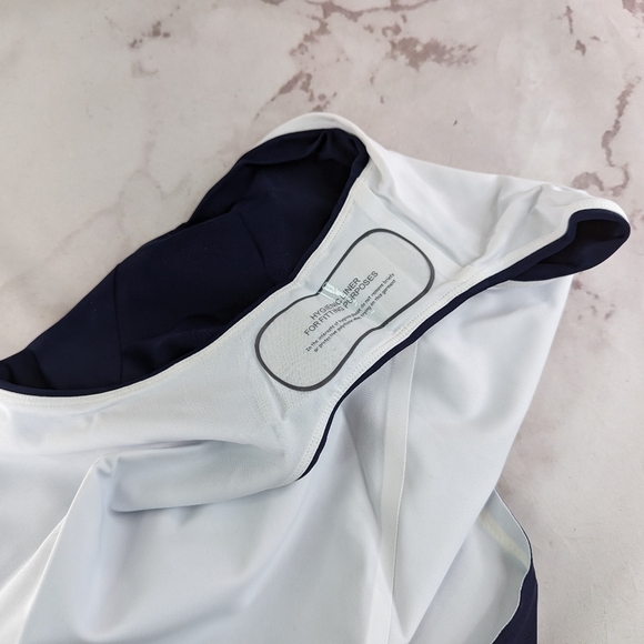 ADAY Swimsuit Women For The Win Reversible Navy White One Piece High Neck - Picture 12 of 14